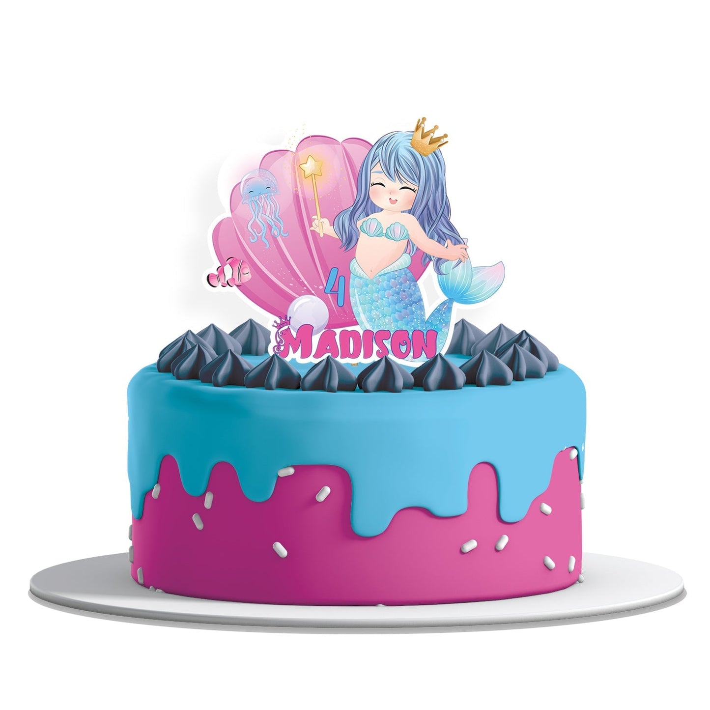 Personalized mermaid cake toppers