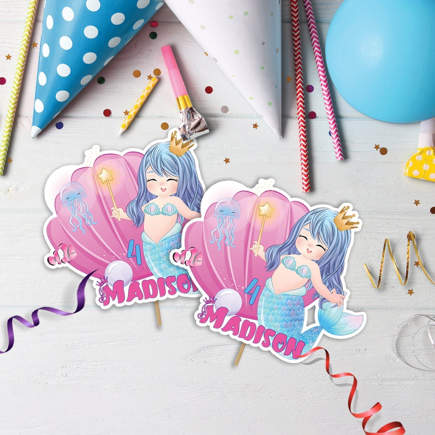 Mermaid Birthday Decorations, Mermaid Pastel Party Supplies, Mermaid Pink Themed, Ariel the Mermaid Digital Template, Editable Mermaid Image SVG PNG