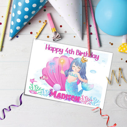 Mermaid Personalized Edible Sheet Cake Topper - A Sweet Touch for Your Celebration