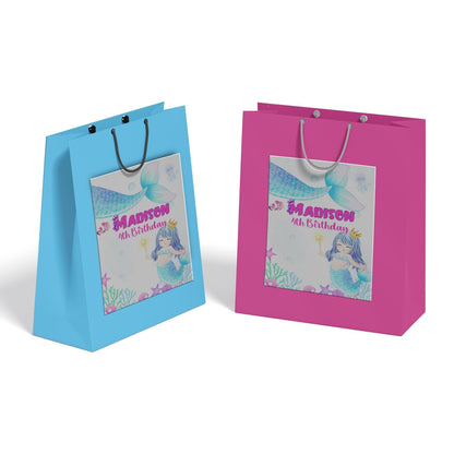 Goody bag label featuring mermaid theme