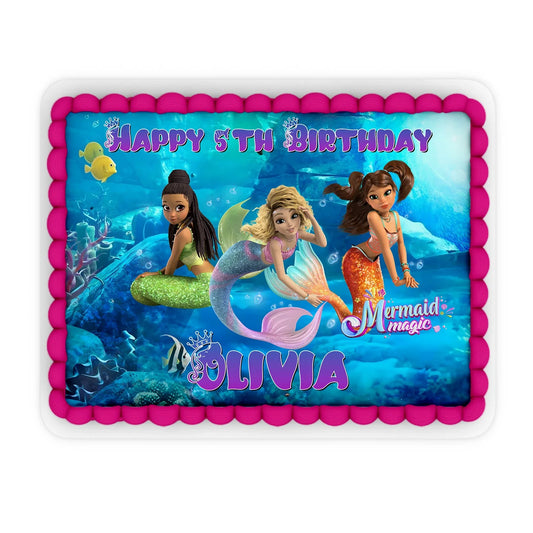 Custom Edible Sheet Cake Images with Mermaid Design