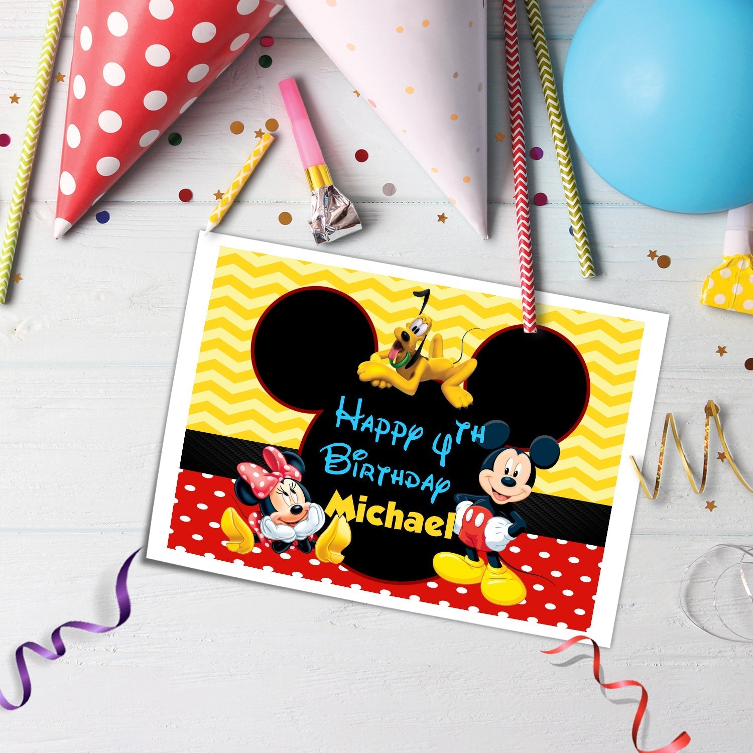 Mickey & Minnie Mouse Birthday Decorations, Disney Party Supplies, Mickey Mouse Themed, Minnie Mouse Digital Template, Editable Mickey & Minnie Mouse Image SVG PNG