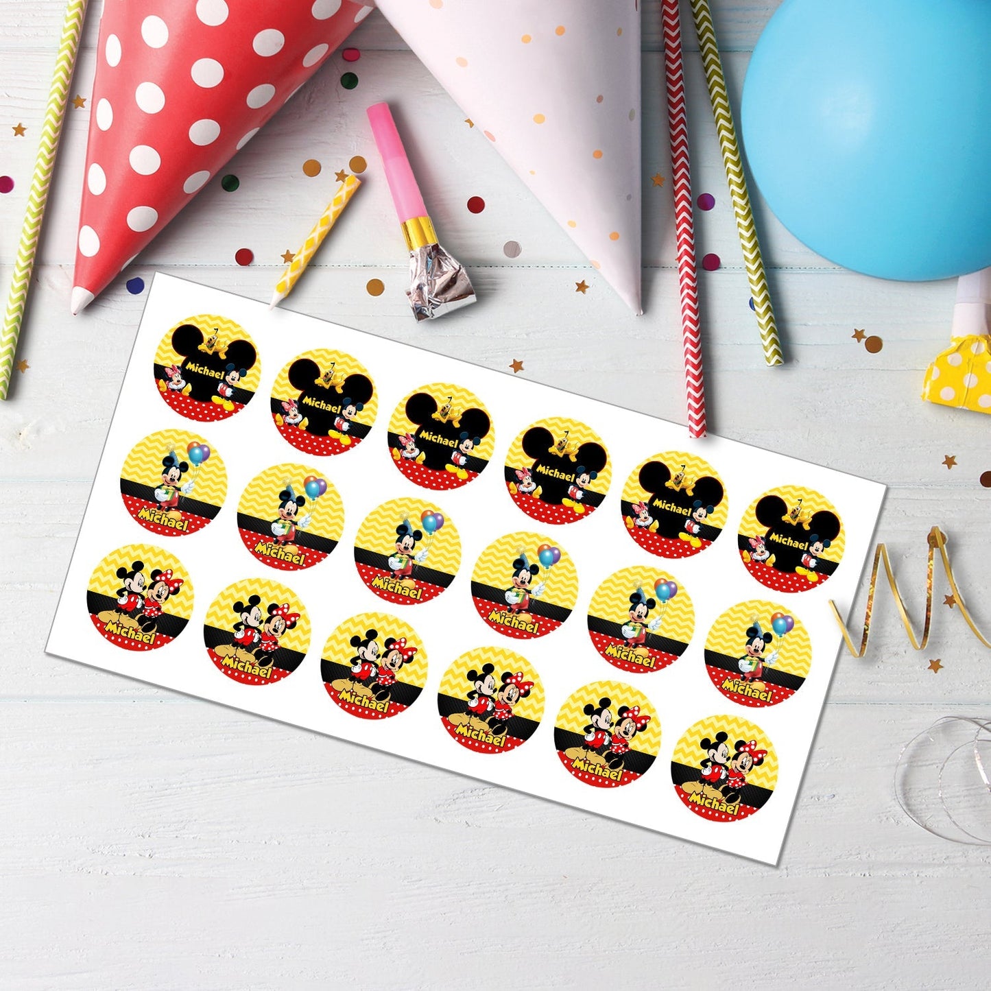 Mickey & Minnie Mouse Cupcakes Toppers - Add a Magical Touch to Your Delicious Treats with Our Personalized Designs!