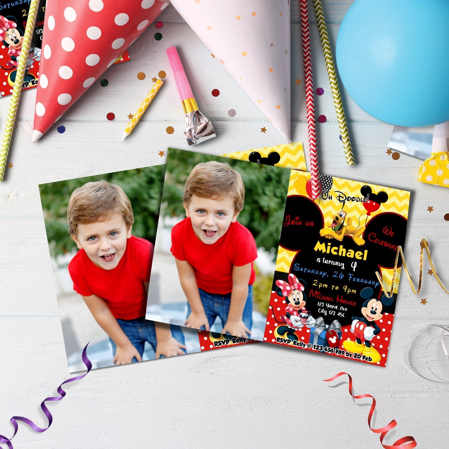 Mickey & Minnie Mouse Birthday Decorations, Disney Party Supplies, Mickey Mouse Themed, Minnie Mouse Digital Template, Editable Mickey & Minnie Mouse Image SVG PNG