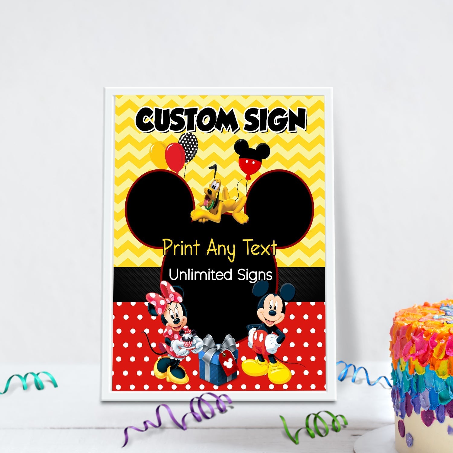 Mickey & Minnie Mouse Birthday Decorations, Disney Party Supplies, Mickey Mouse Themed, Minnie Mouse Digital Template, Editable Mickey & Minnie Mouse Image SVG PNG