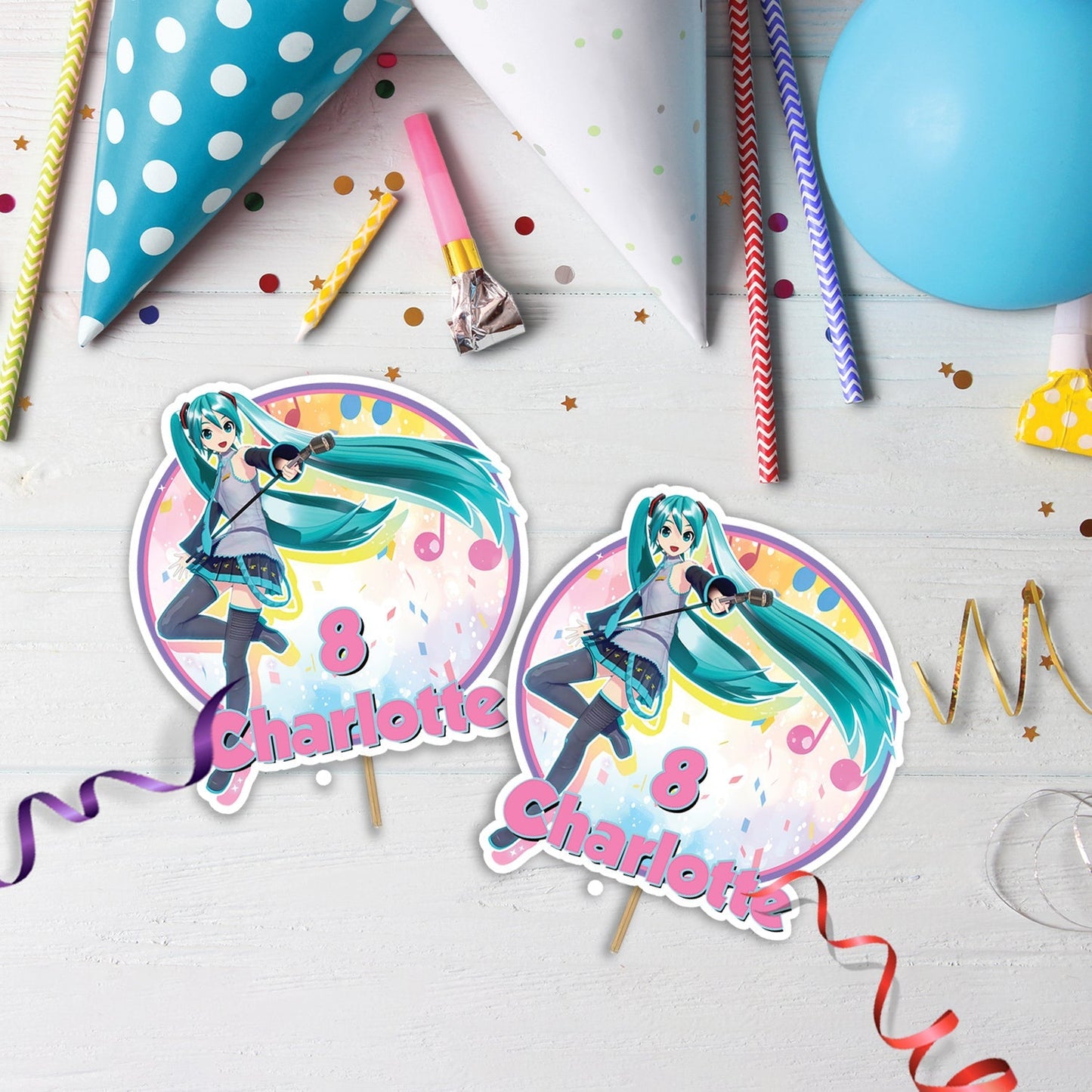 Hatsune Miku Birthday Decorations, CV01 Party Supplies, Miku Vocaloid software Themed, Hatsune Miku Expo Digital Template, Editable Hatsune Miku Image SVG PNG