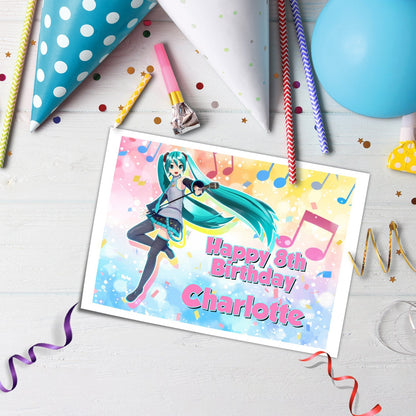 Hatsune Miku Personalized Edible Sheet Cake Topper - - Custom Edible Cake Decorations