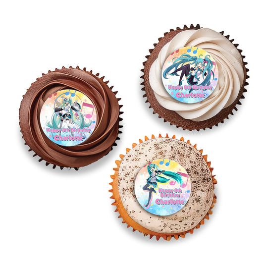 Hatsune Miku Personalized Cupcakes Toppers