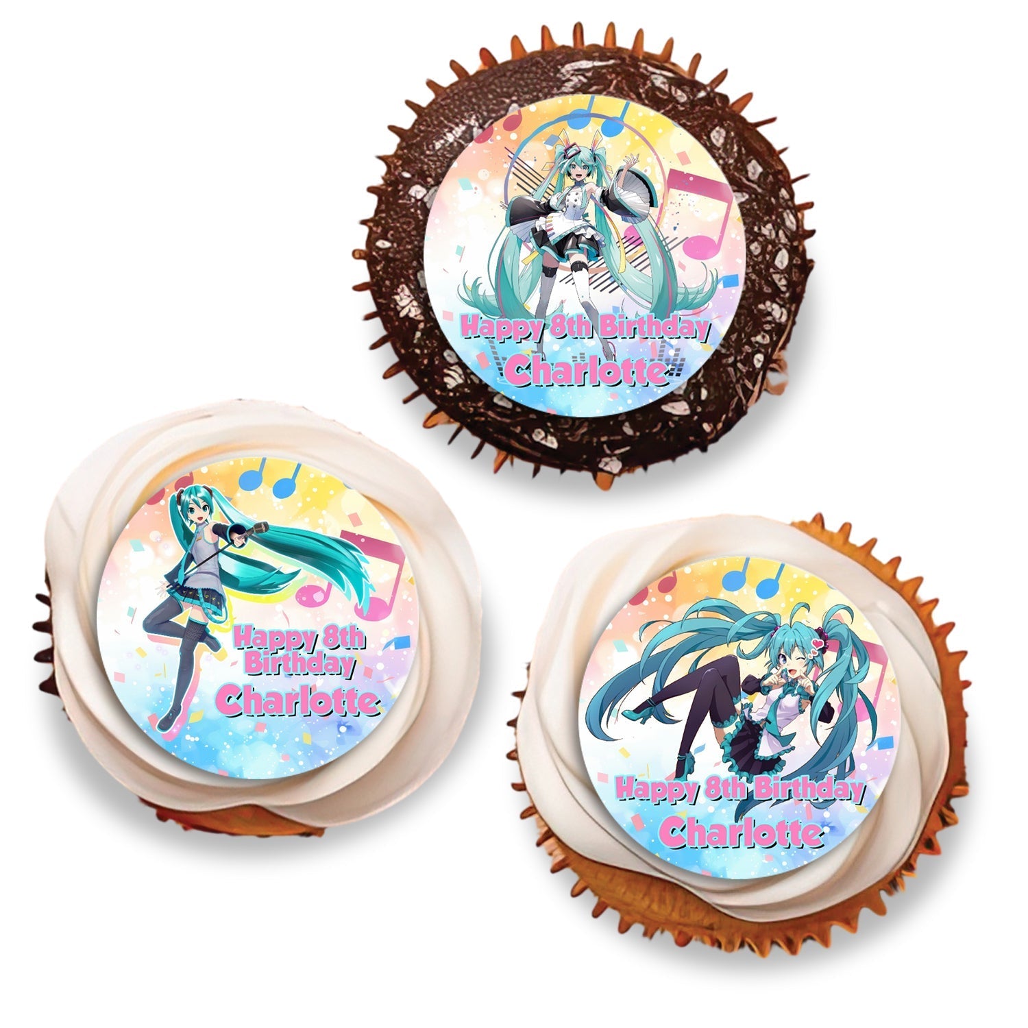 Hatsune Miku Personalized Cupcakes Toppers