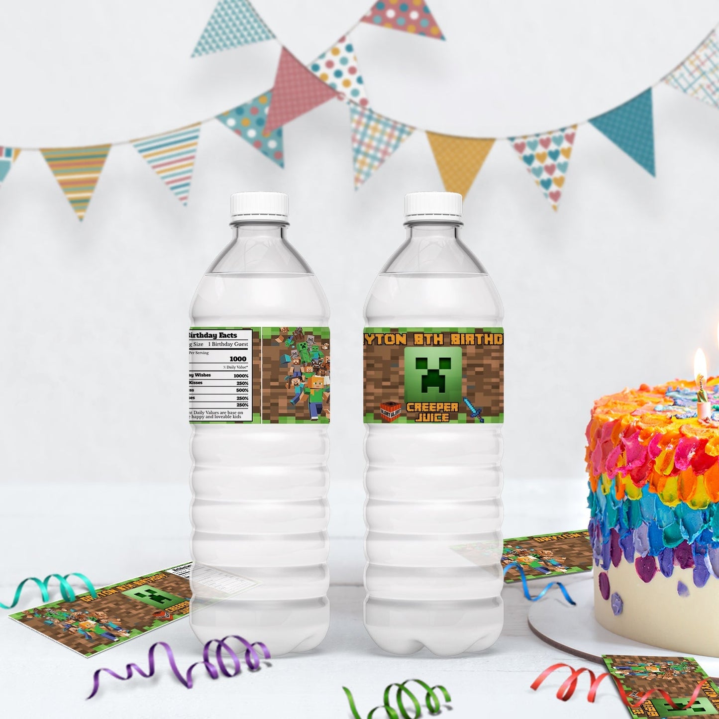 Minecraft Birthday Decorations, Pixelated Party Supplies, Minecraft Steve, Minecraft, Minecraft SVG