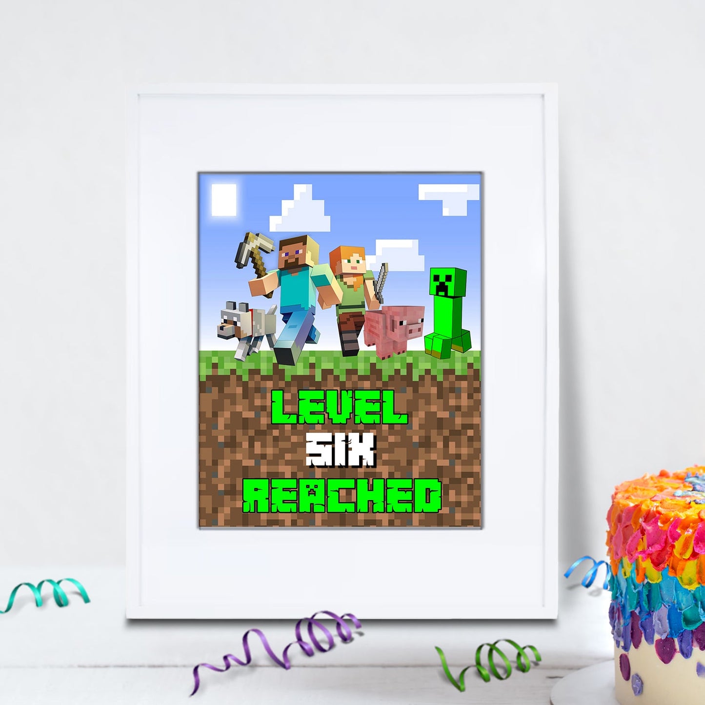 Minecraft Birthday Decorations, Pixelated Party Supplies, Minecraft Steve, Minecraft, Minecraft SVG