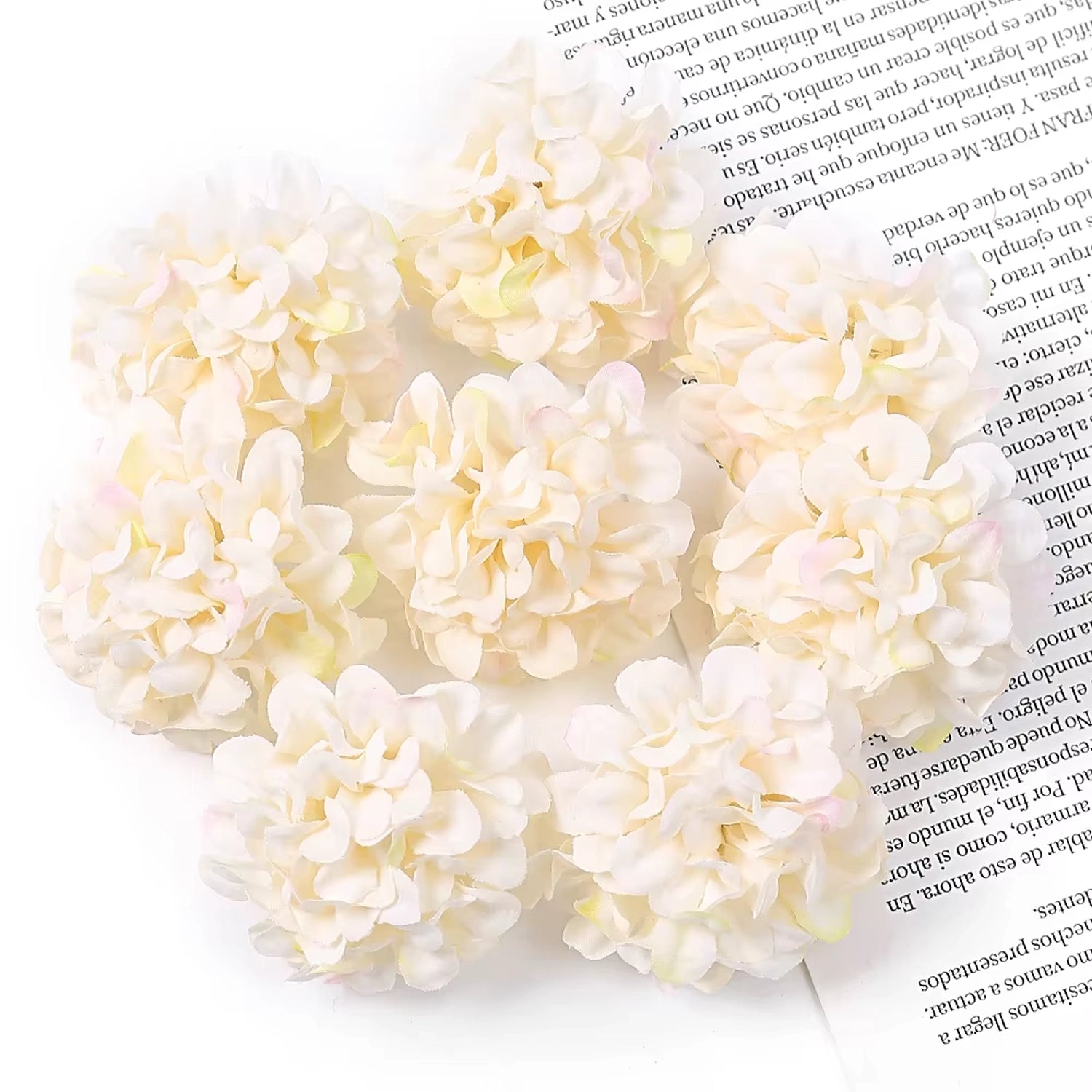 Milky White Mini Hydrangea Artificial Flower Head Cake Topper | Flower Head Cake Decoration