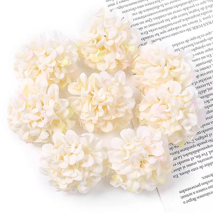 Milky White Mini Hydrangea Artificial Flower Head Cake Topper | Flower Head Cake Decoration