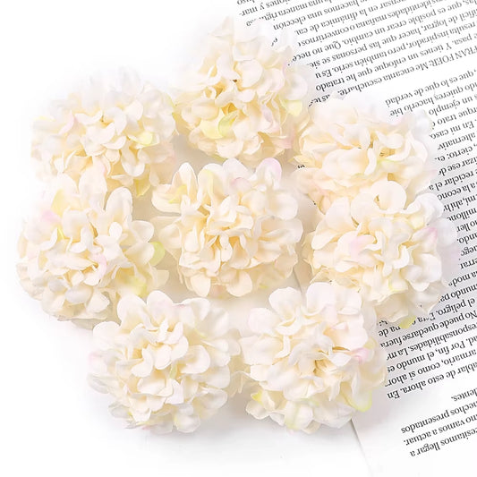 Milky White Mini Hydrangea Artificial Flower Head Cake Topper | Flower Head Cake Decoration