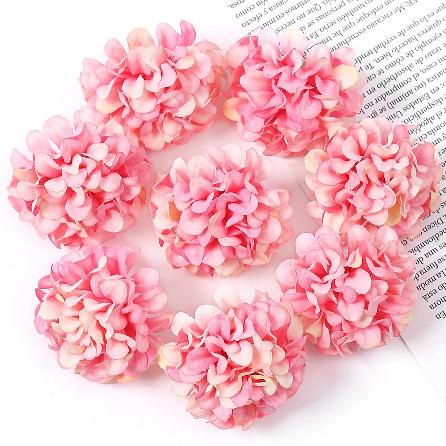 Pink Mini Hydrangea Artificial Flower Head Cake Topper | Flower Head Cake Decoration