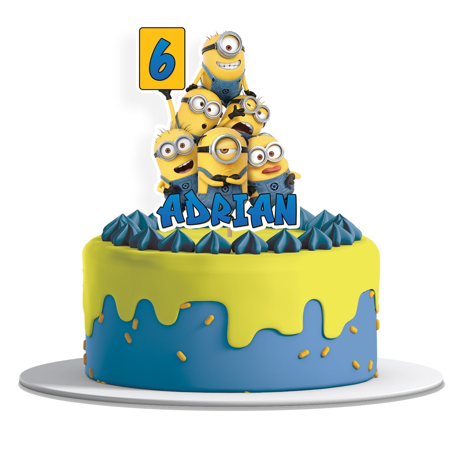 Minion themed personalized cake toppers