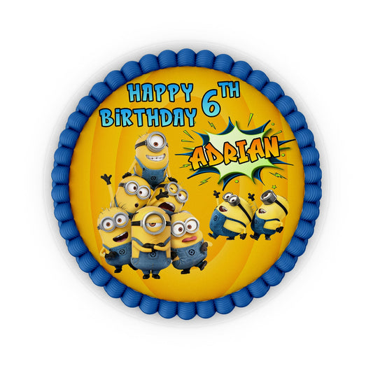 Round Minion personalized edible sheet cake images