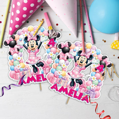 Minnie Mouse Birthday Decorations, Disney Party Supplies, Minnie & Mickey Themed, Minnie Digital Template, Editable Minnie Mouse Image SVG PNG