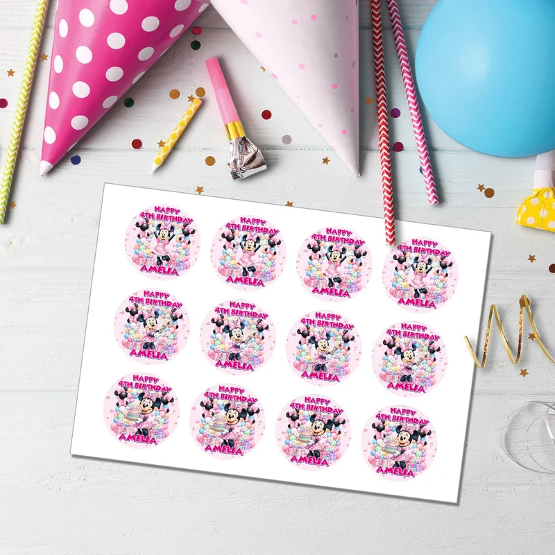 Minnie Mouse Personalized Cupcakes Toppers