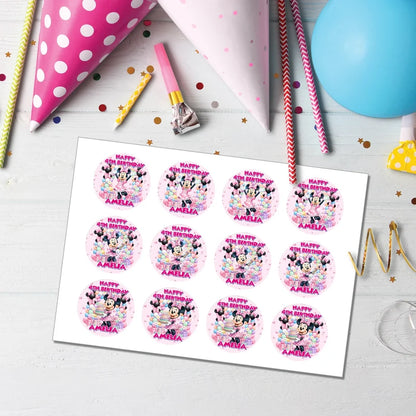 Minnie Mouse Personalized Cupcakes Toppers