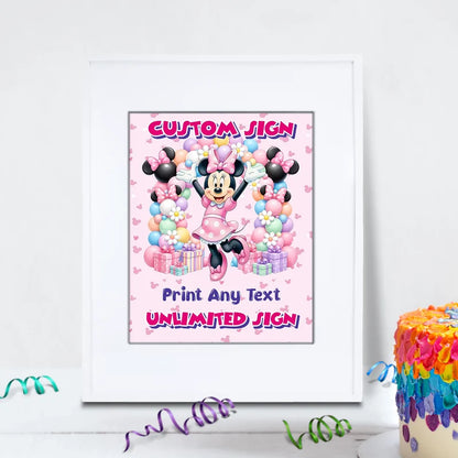Minnie Mouse Birthday Decorations, Disney Party Supplies, Minnie & Mickey Themed, Minnie Digital Template, Editable Minnie Mouse Image SVG PNG