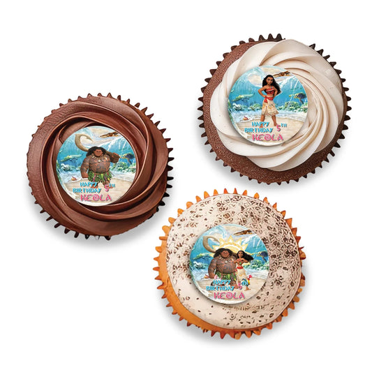 Moana 2 Personalized Cupcake Toppers for Birthday celebration