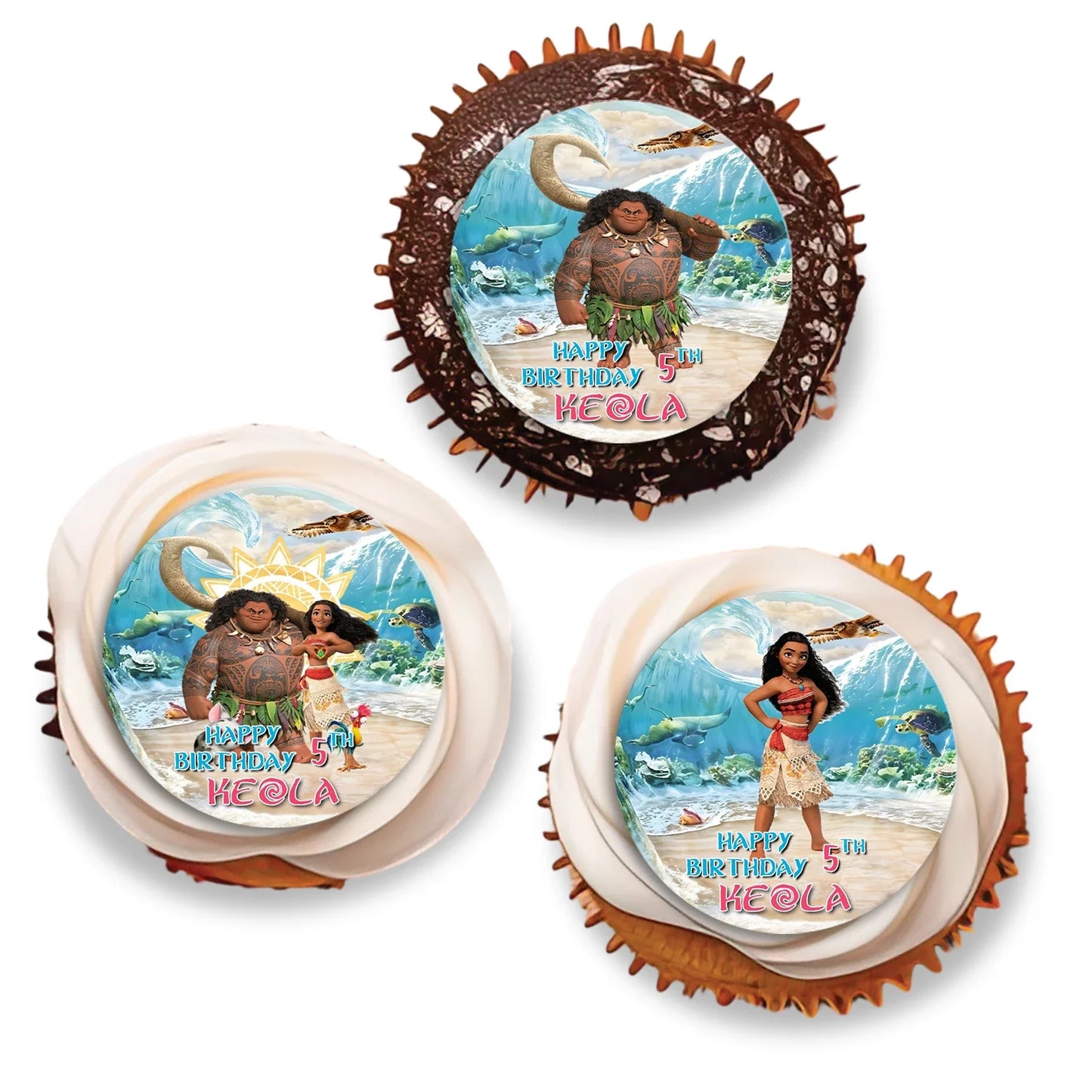 Moana 2 Personalized Cupcake Toppers for Birthday celebration