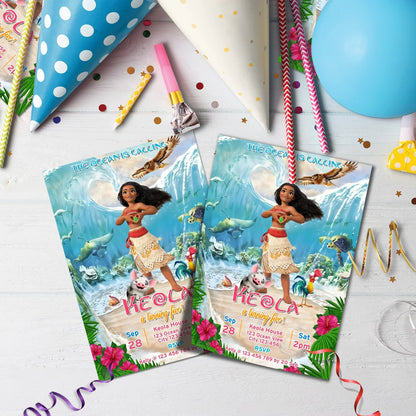 Moana Birthday Decorations, Polynesian Girl Moana Party Supplies, Moana & Maui Themed, Moana 2 Digital Template, Editable Moana 2 Image SVG PNG