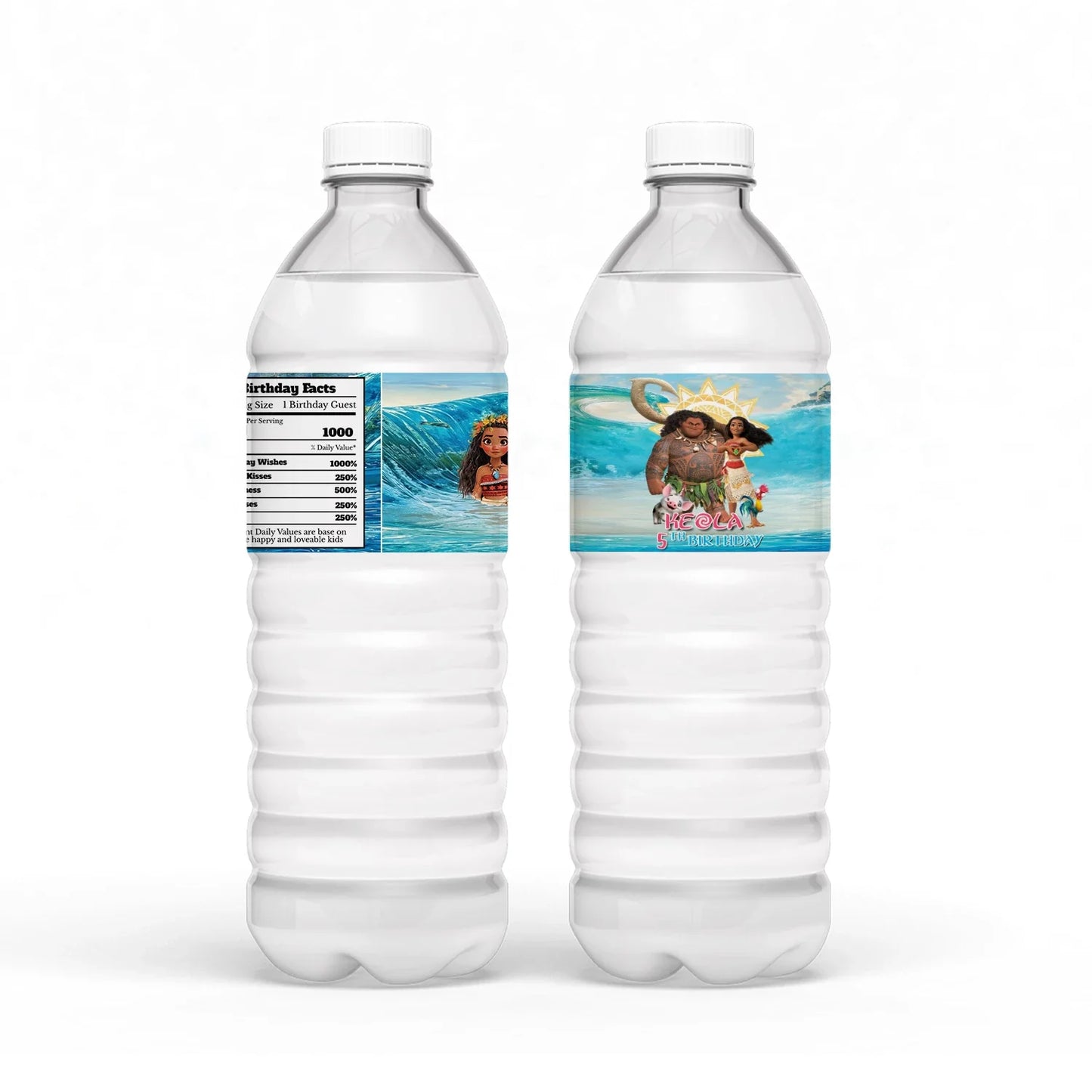 Moana 2 Water Bottle Label for Themed Birthday Party Drinks