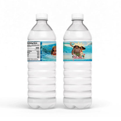 Moana 2 Water Bottle Label for Themed Birthday Party Drinks