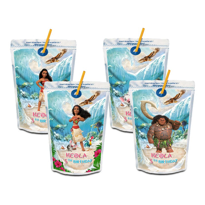 Moana 2 Juice Pouch Label for Custom Party Drinks