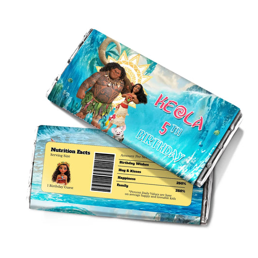 Moana 2 Chocolate Label for customized Candy bars