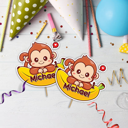 Monkey Birthday Decorations, 1st Birthday Party Supplies, Cute Monkey Themed, Monkey Party Digital Template, Little Monkey SVG, PNG