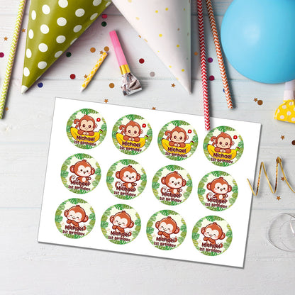 Adorable Monkey - Personalized Cupcake Toppers for Fun Celebrations
