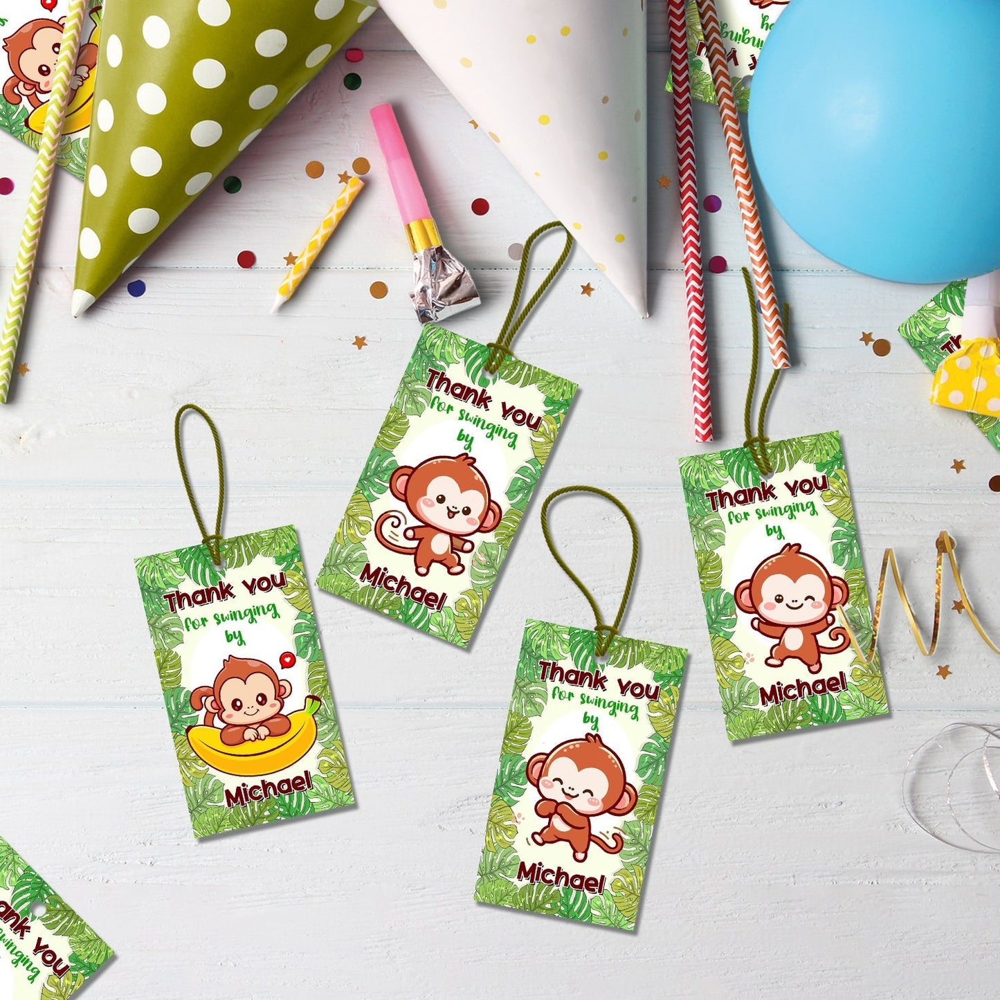 Monkey Birthday Decorations, 1st Birthday Party Supplies, Cute Monkey Themed, Monkey Party Digital Template, Little Monkey SVG, PNG