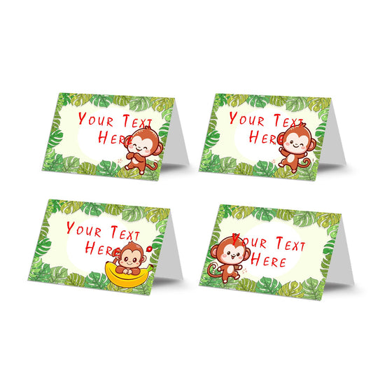 Personalized Monkey Food Tent Cards for Buffet Tables