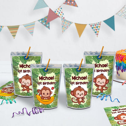 Monkey Birthday Decorations, 1st Birthday Party Supplies, Cute Monkey Themed, Monkey Party Digital Template, Little Monkey SVG, PNG