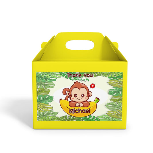 Personalized Monkey Treat Box Labels for Party Goodies