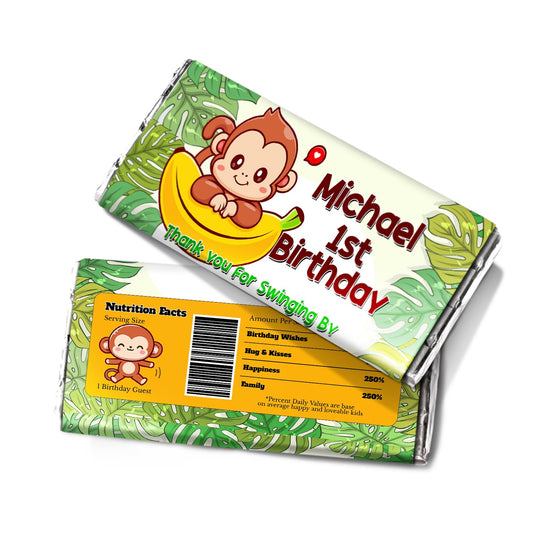 Custom Monkey Chocolate Labels for Sweet Treats