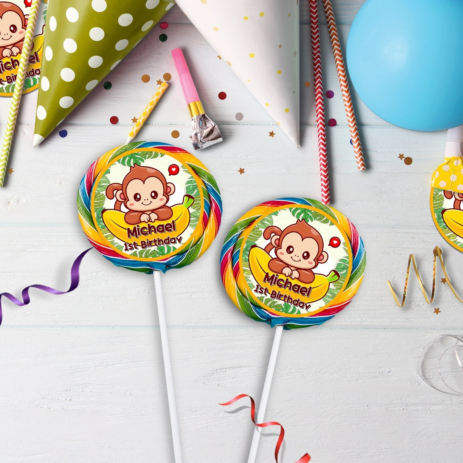 Monkey Birthday Decorations, 1st Birthday Party Supplies, Cute Monkey Themed, Monkey Party Digital Template, Little Monkey SVG, PNG