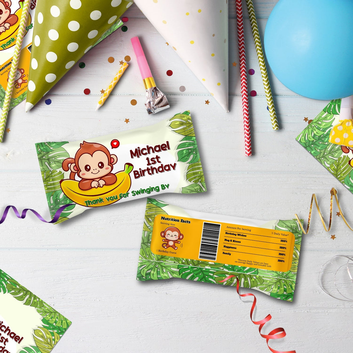 Monkey Labels Colorful Monkey - Custom M&M Chocolate Labels for Vibrant Parties ...