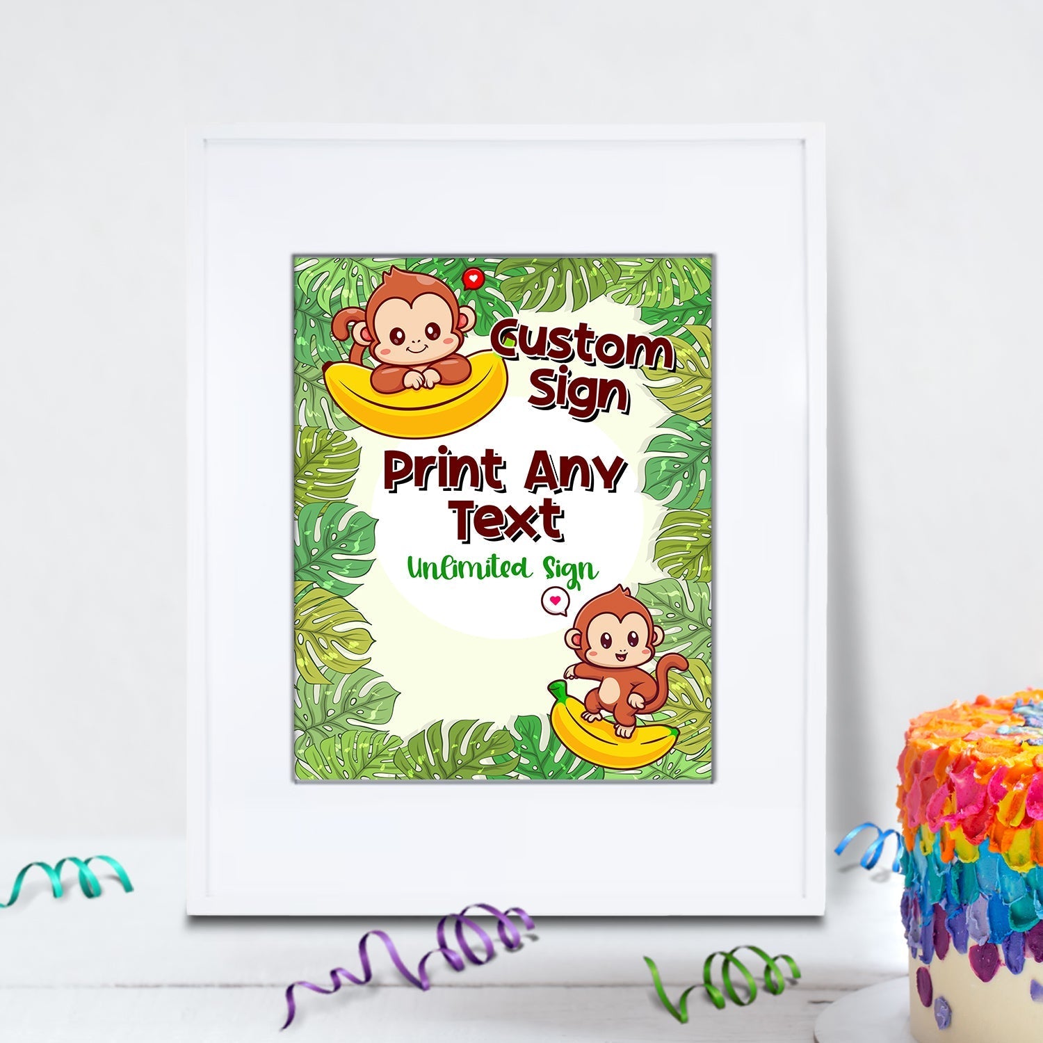 Monkey Birthday Decorations, 1st Birthday Party Supplies, Cute Monkey Themed, Monkey Party Digital Template, Little Monkey SVG, PNG