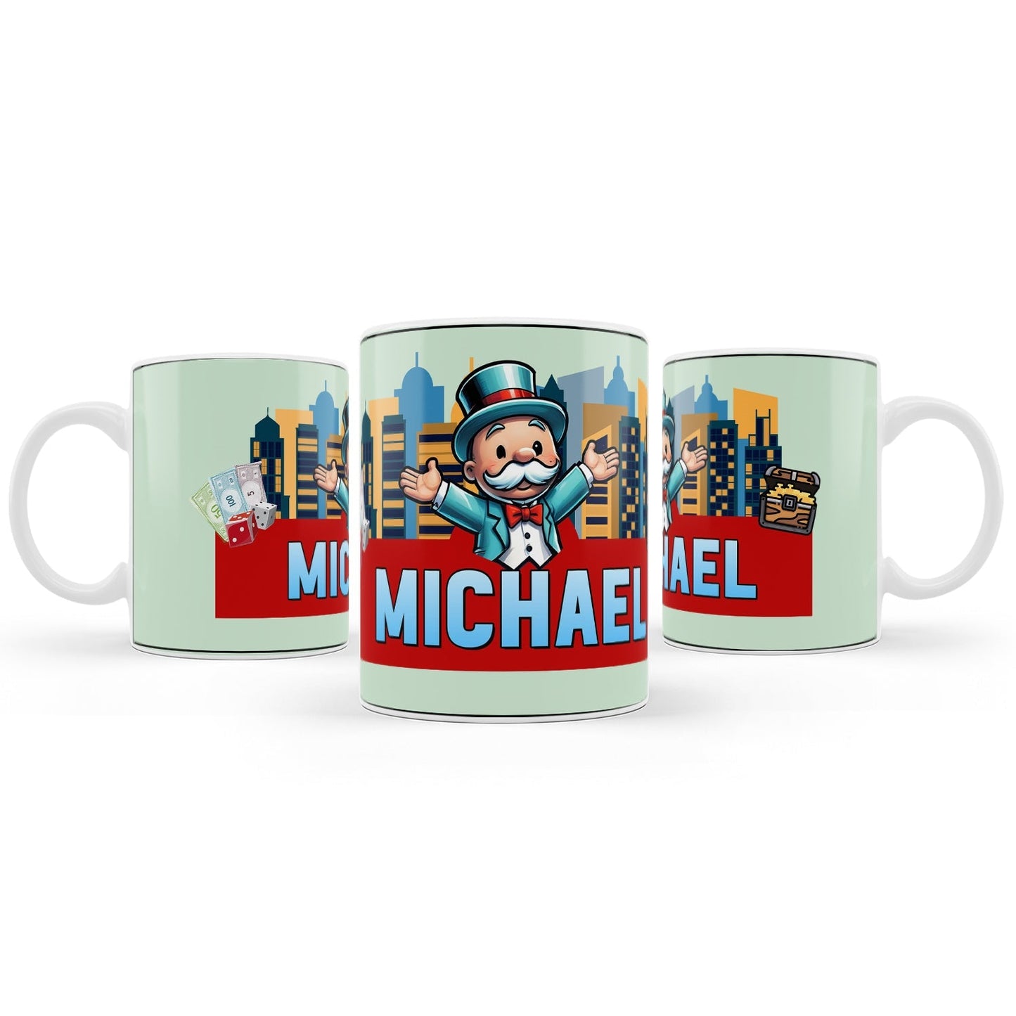 Sublimation mug with Monopoly Go design