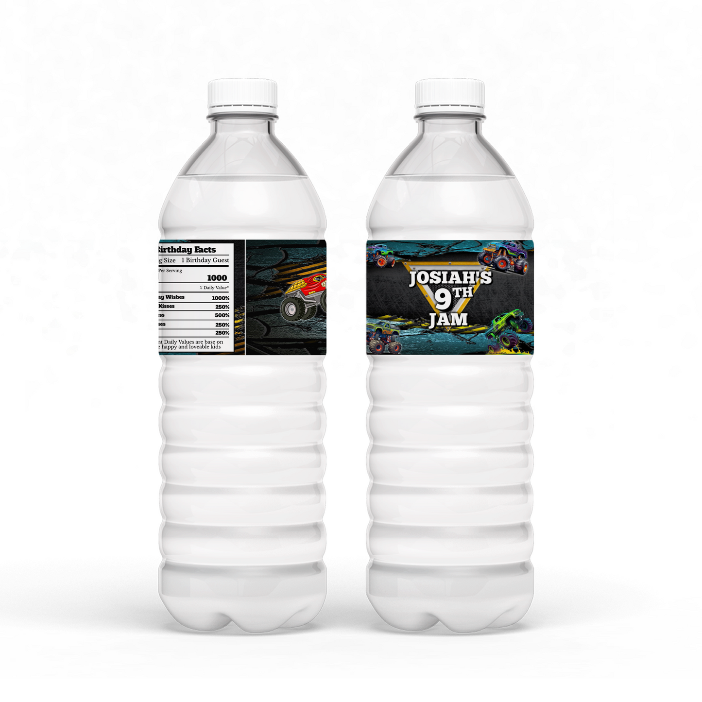 Monster Jam water bottle label