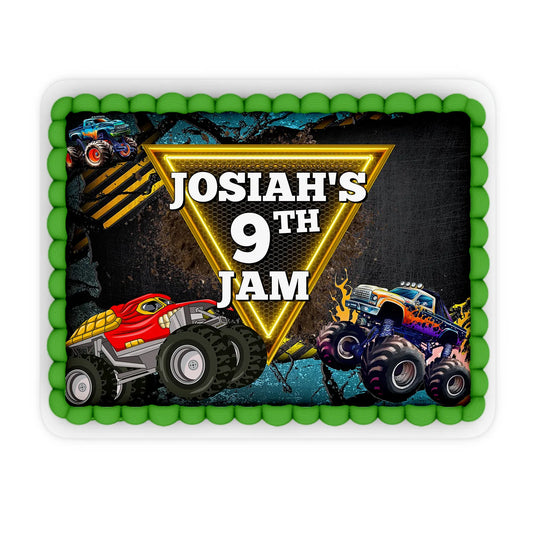 Monster Jam personalized edible sheet cake images for birthday parties