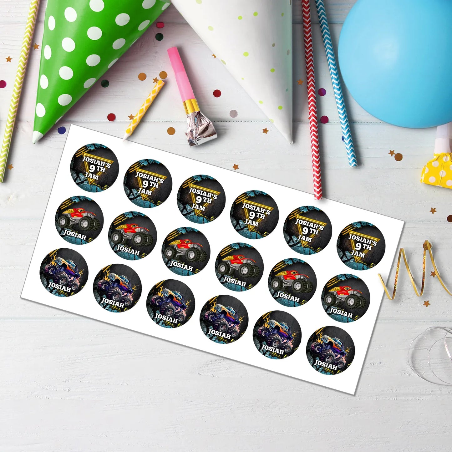 Monster Jam Personalized Cupcake Toppers