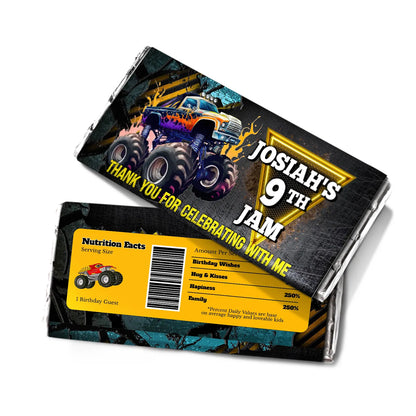 Monster Jam chocolate label for customized candy wrappers