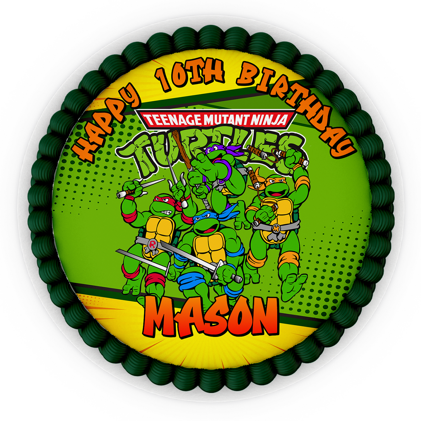 Round personalized Teenage Mutant Ninja Turtles cake images