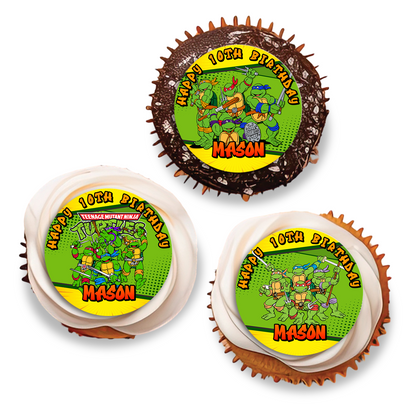 Personalized Teenage Mutant Ninja Turtles cupcakes toppers