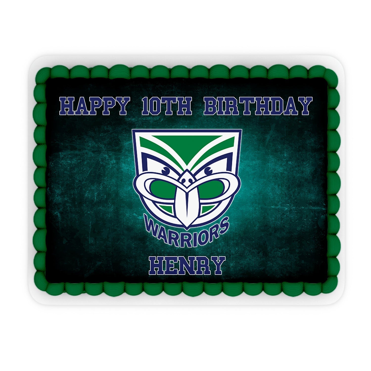 Rectangle edible sheet cake images personalized with NZ Warriors theme